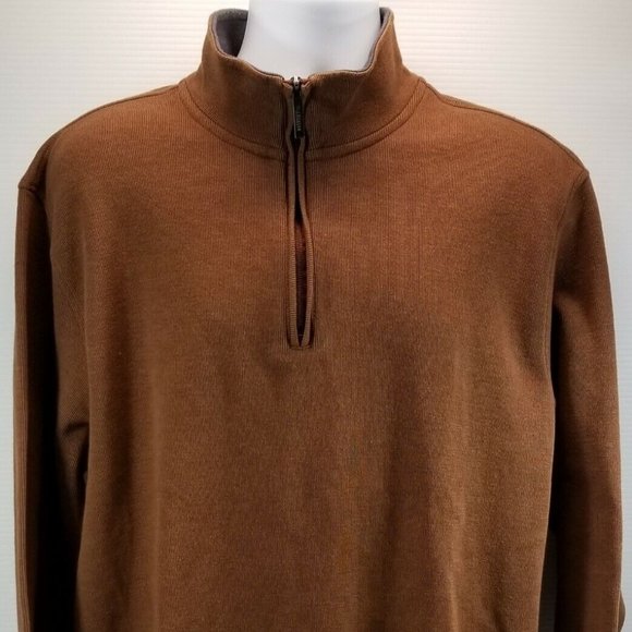 Van Heusen Other - Van Heusen Men's Small Brown Quarter Zip Pullover Sweater